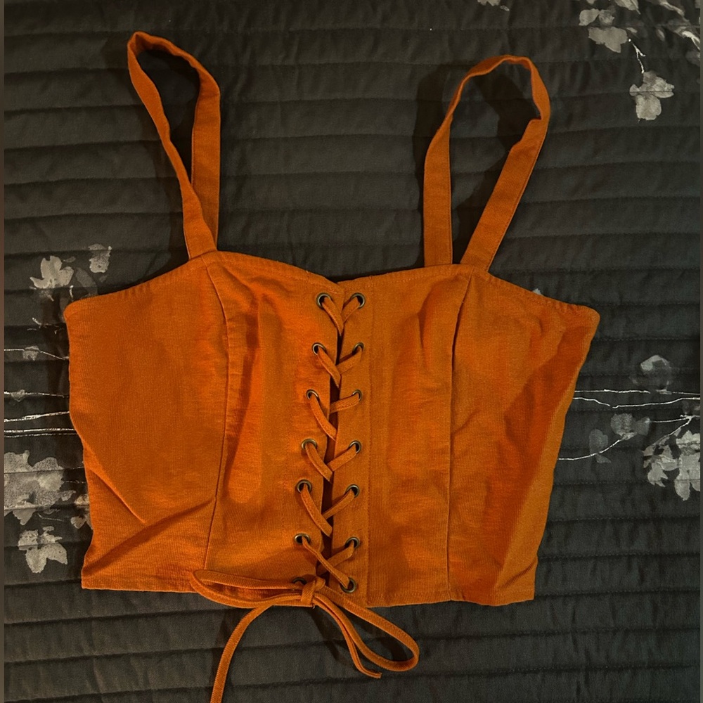 Forever 21 Rust Lace-Up Tank Top